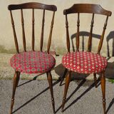 Vintage chairs, wooden, with splayed legs, both.