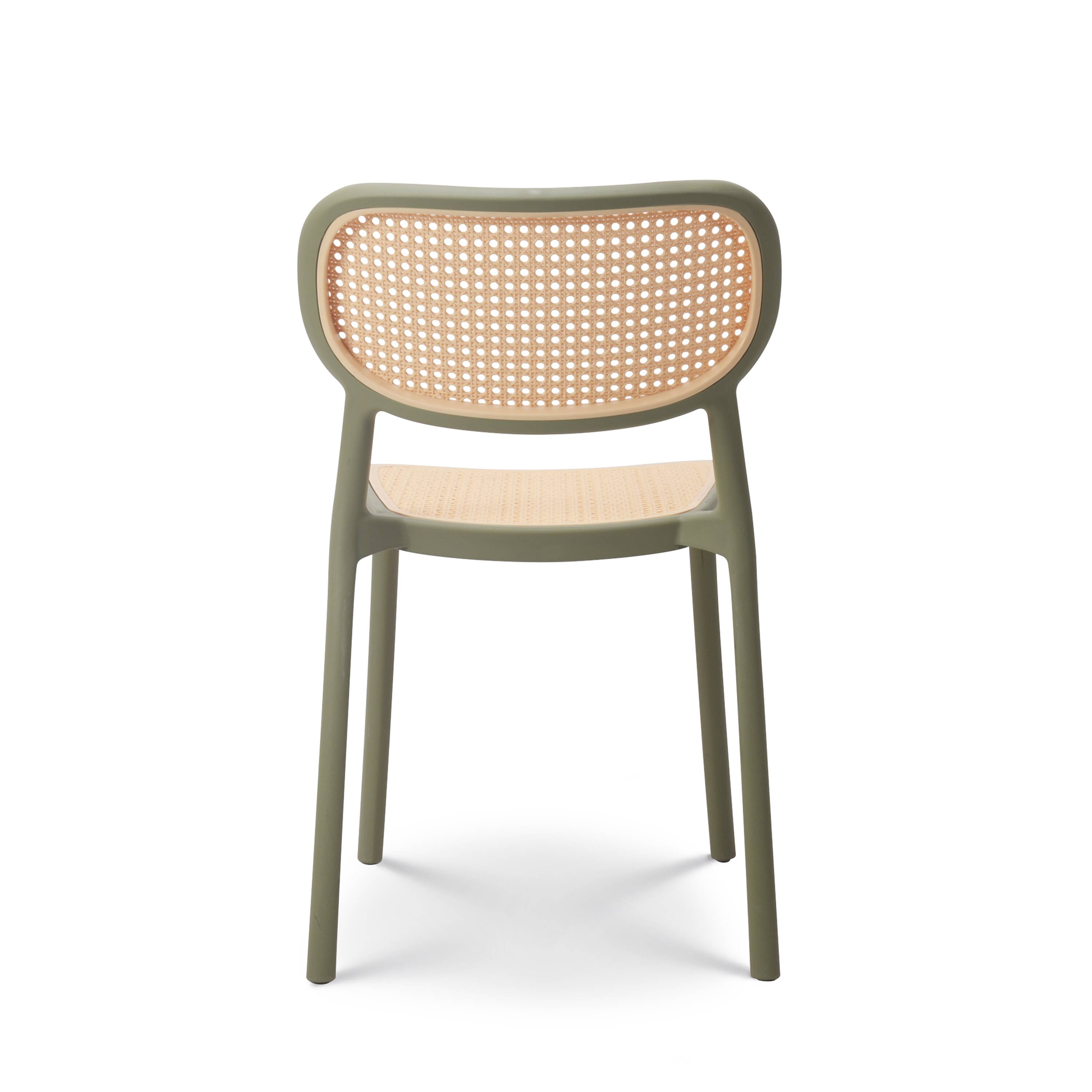 Colorful green chair with retro cane look