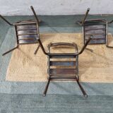 3 chaises en métal, style Tolix