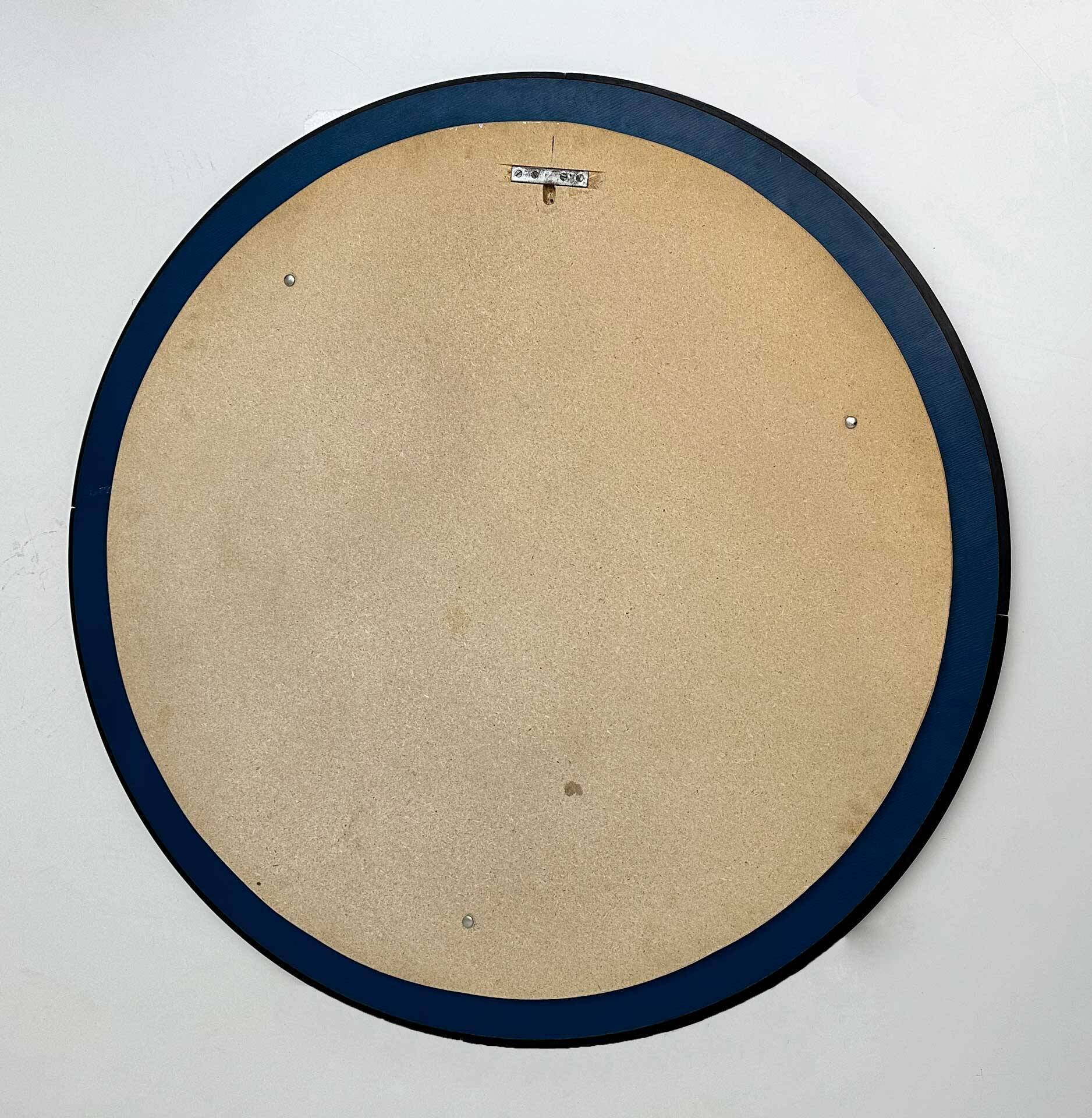 Mid-Century Modern Italian Smoked Round Large Mirror, 1970s