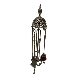 Serviteur de cheminée en bronze doré style Louis XVI