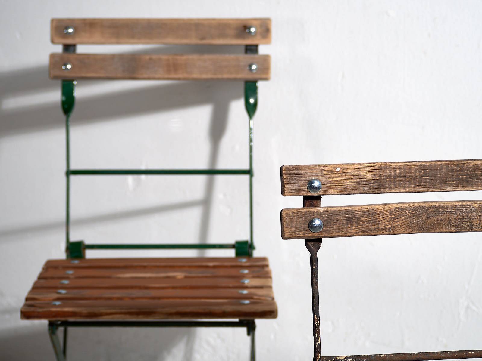 Anciennes chaises de terrasse pliantes (c.1920). Ensemble de 2 pièces #32