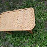 Table basse en bambou, cannage et rotin
