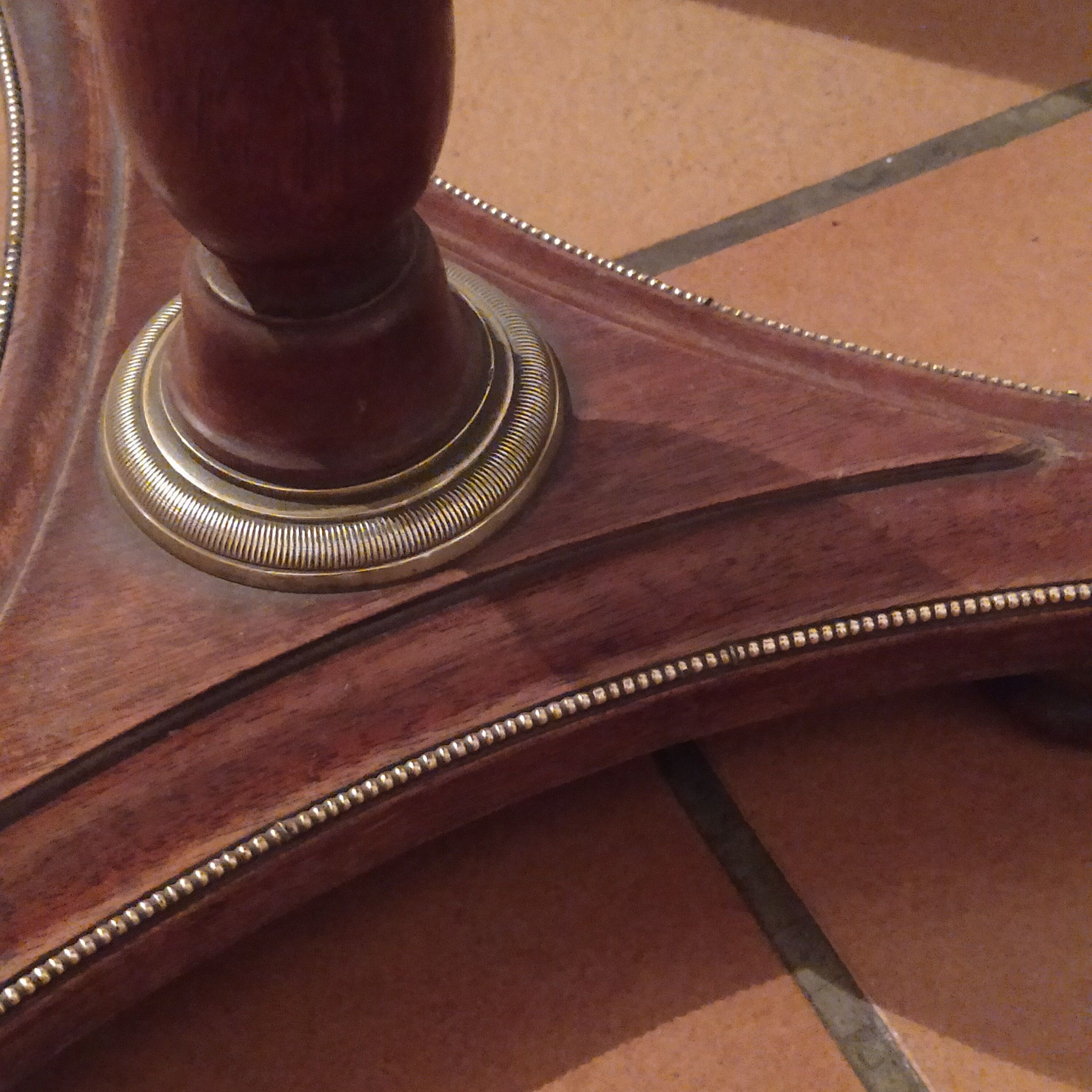 Empire style pedestal table with marble top