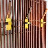 Modular coat rack in wood and brass, Italy, 1950s