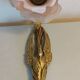 Pair of bronze swan and pink tulip wall lights in glass paste