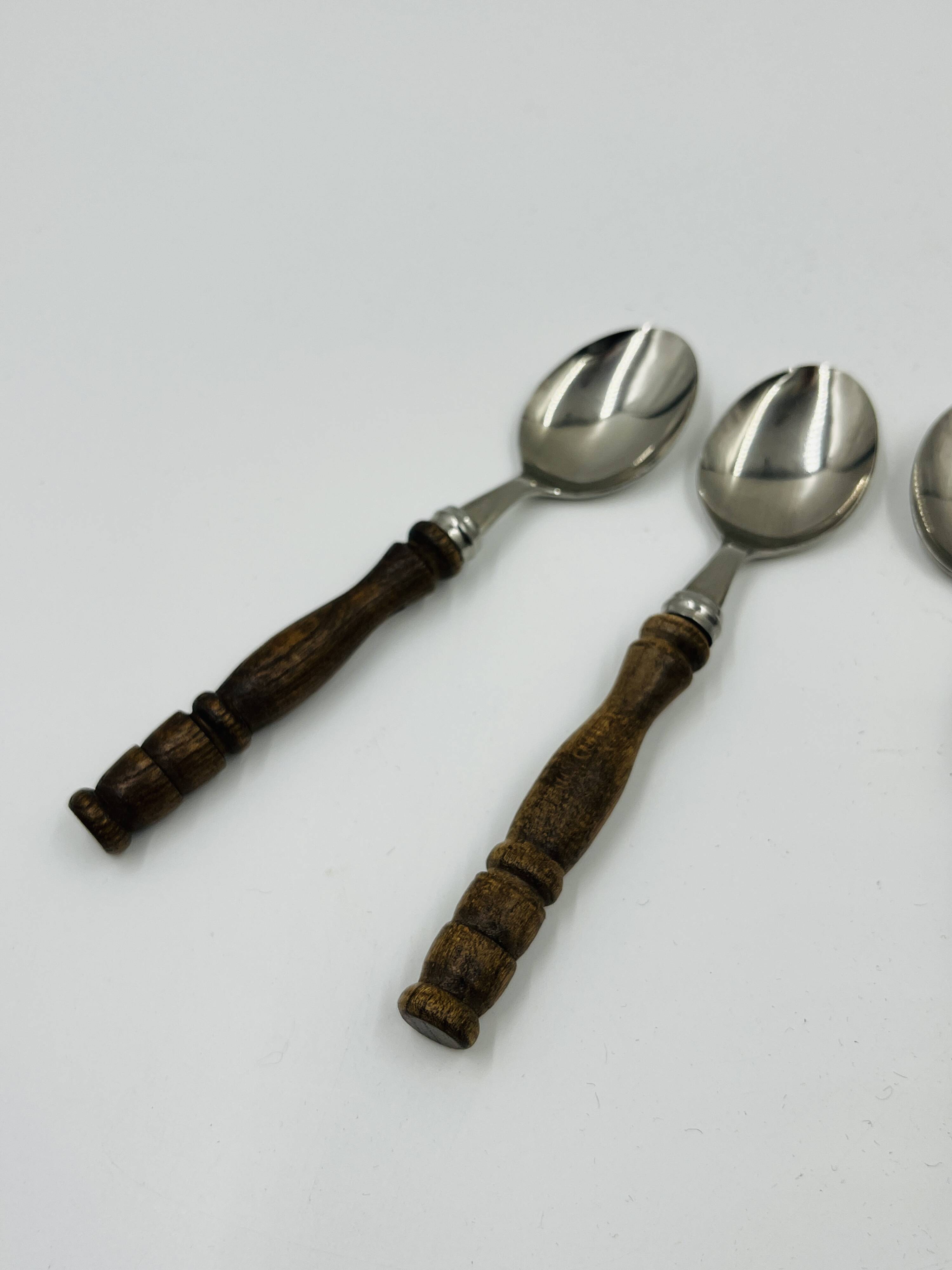Vintage cutlery set 22 pieces wooden style handles