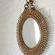 Vintage Bamboo Sunburst Wall Mirror / Mid Century Boho Decor 1970's