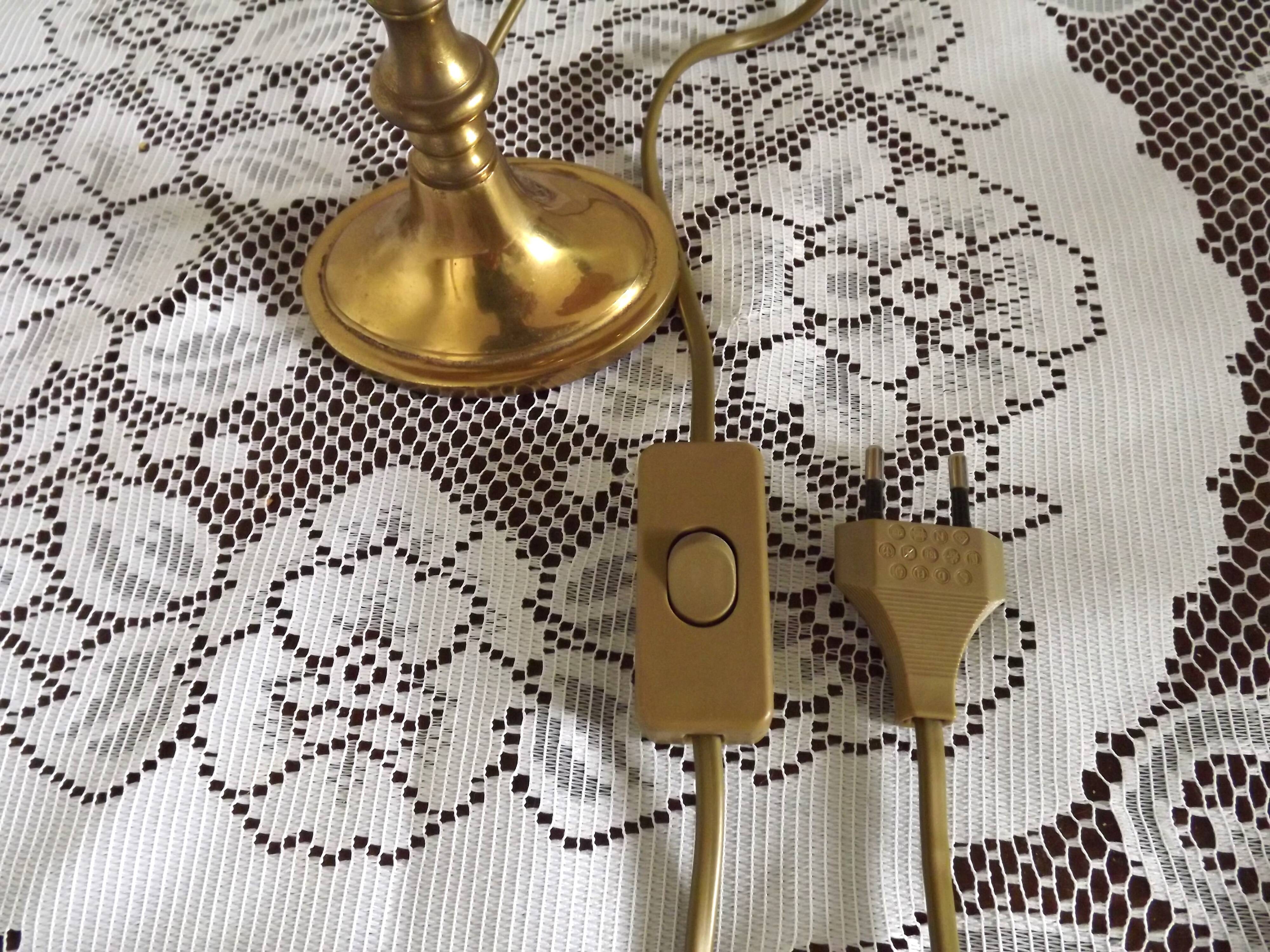 2 Light French Vintage Brass Boulotte Table Lamp With Cream Fabric Shade