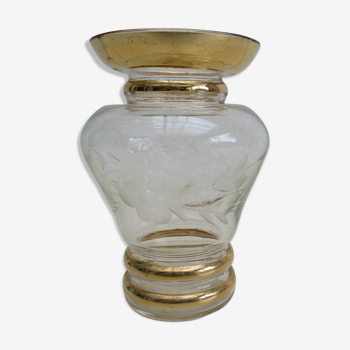 Art deco vase, engraved glass