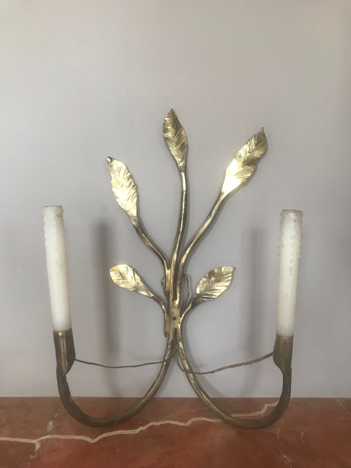 Bronze wall lamps leaves of branches