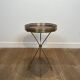 Tripod Side Table in Brass with Mahogany Top and Openwork Gallery. St. Trava