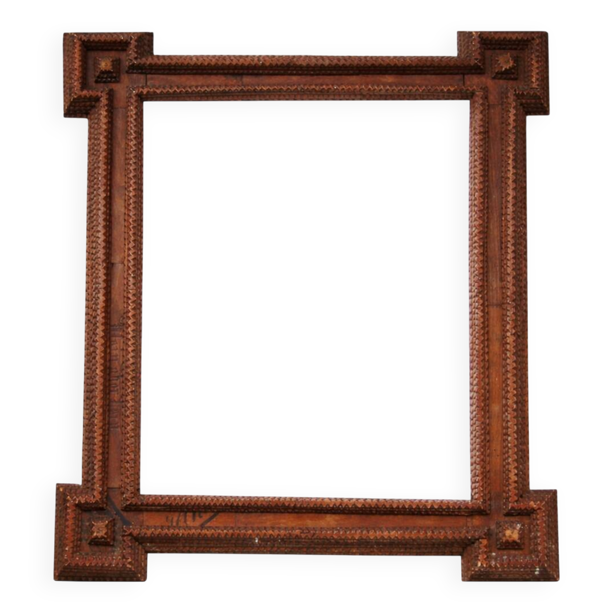 Super Large Framed Mirror Tramp Art