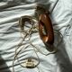 Lady phone in tawny leather
