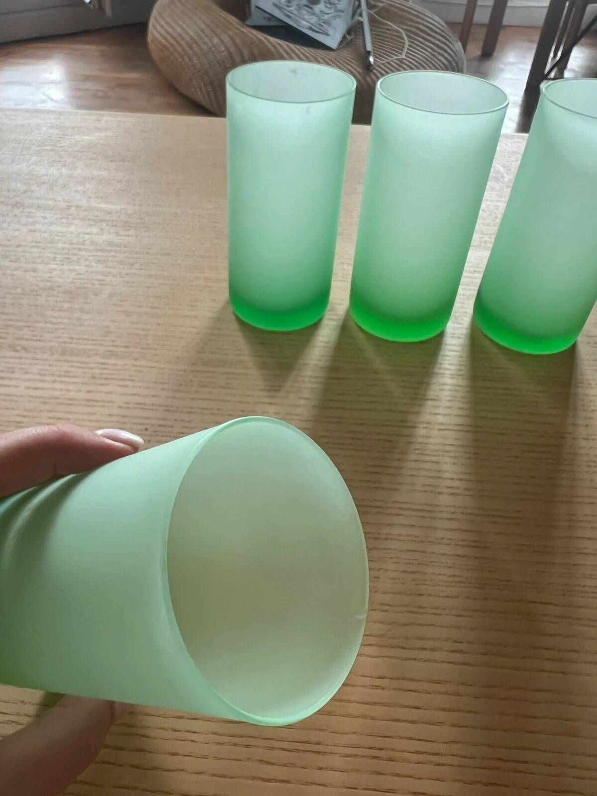 Set of four vintage frosted glass glasses