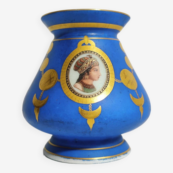 Vase en Biscuit Porcelaine de Paris / 1820-1830 France / Bleu Mat Or Doré