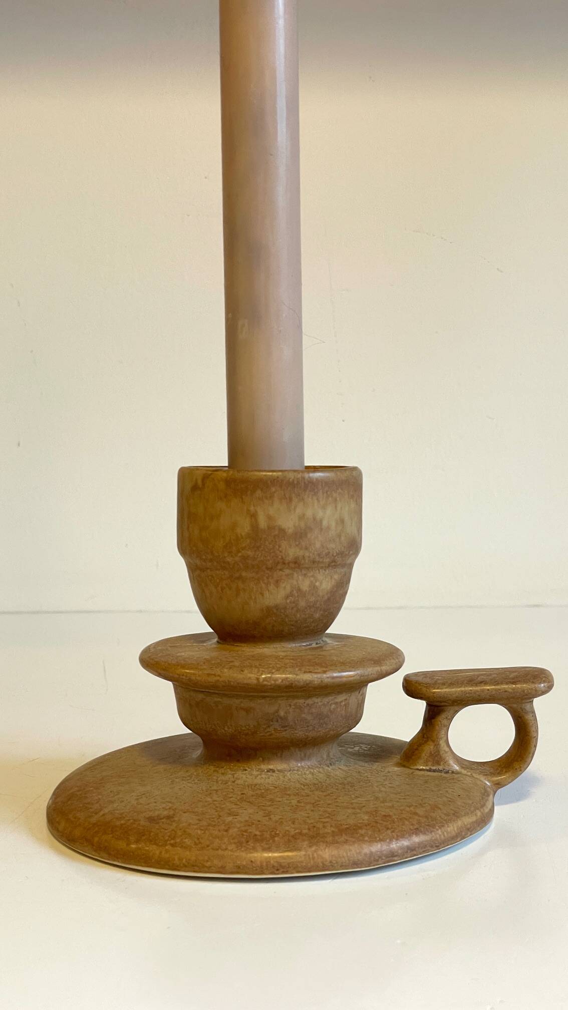 Geometric Hand CANDLE HOLDER Stoneware VINTAGE France