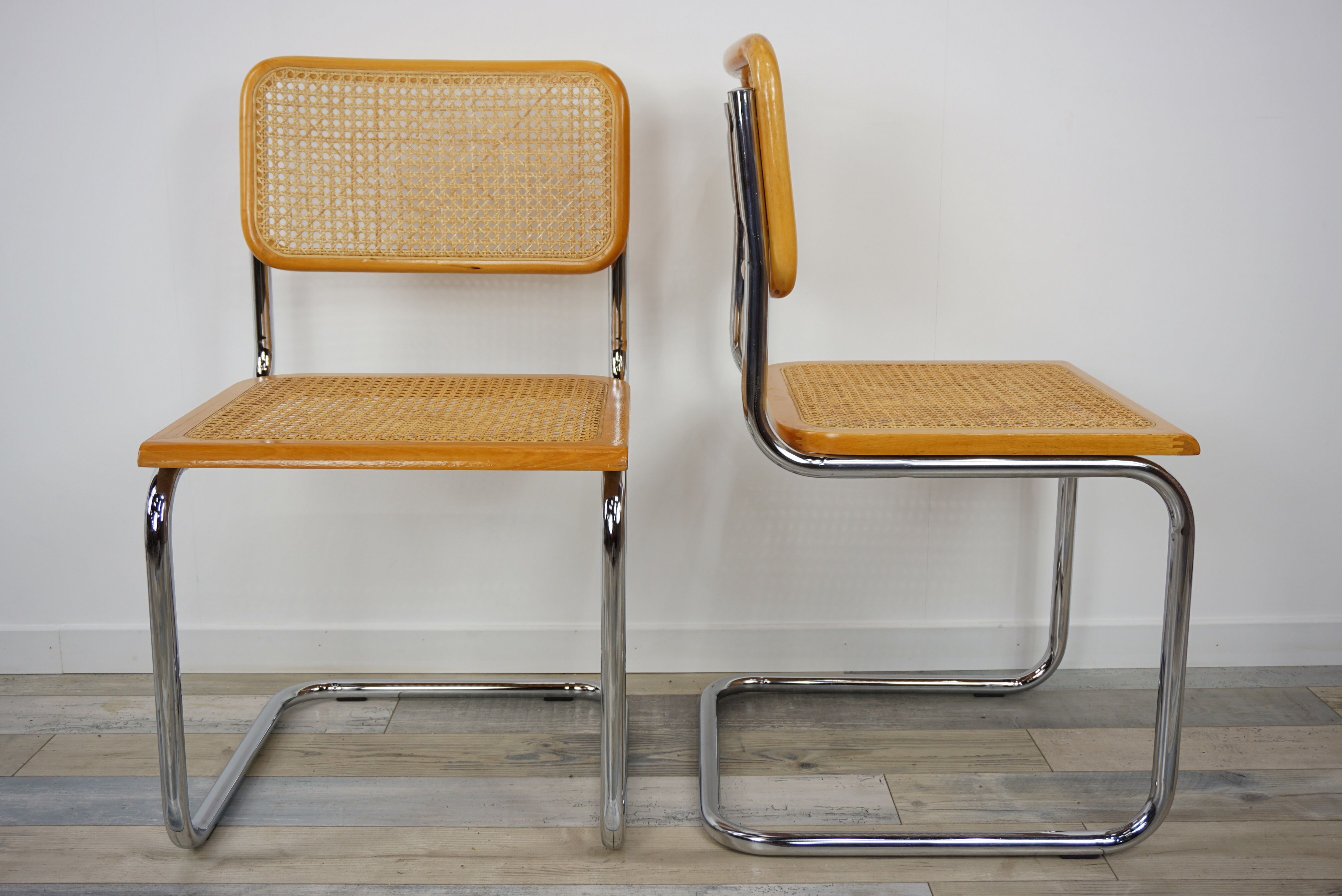 Following 4 B32 Marcel Breuer Cesca chairs