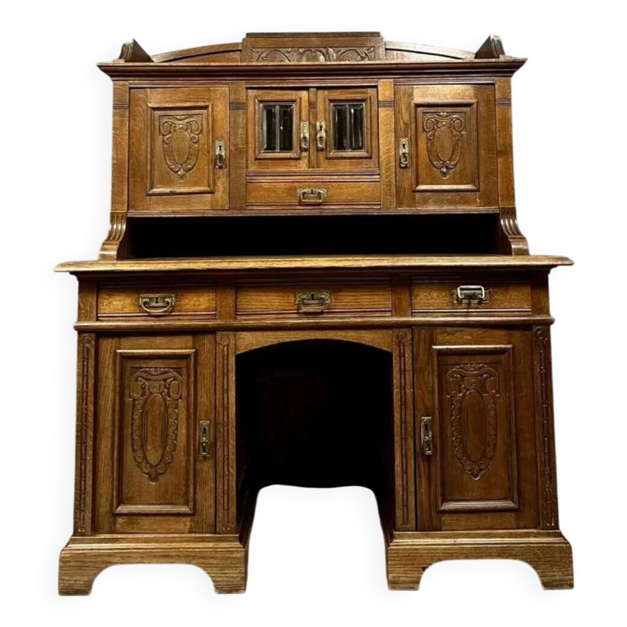 Bureau à gradin époque Art Nouveau en chêne vers 1900