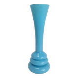 Blue opaline vase with space age rings