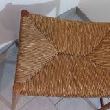 Hocker / Puff Stroh & Holz années 1960