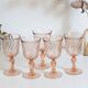 Set of 5 vintage Arcoroc Rosaline foot glasses