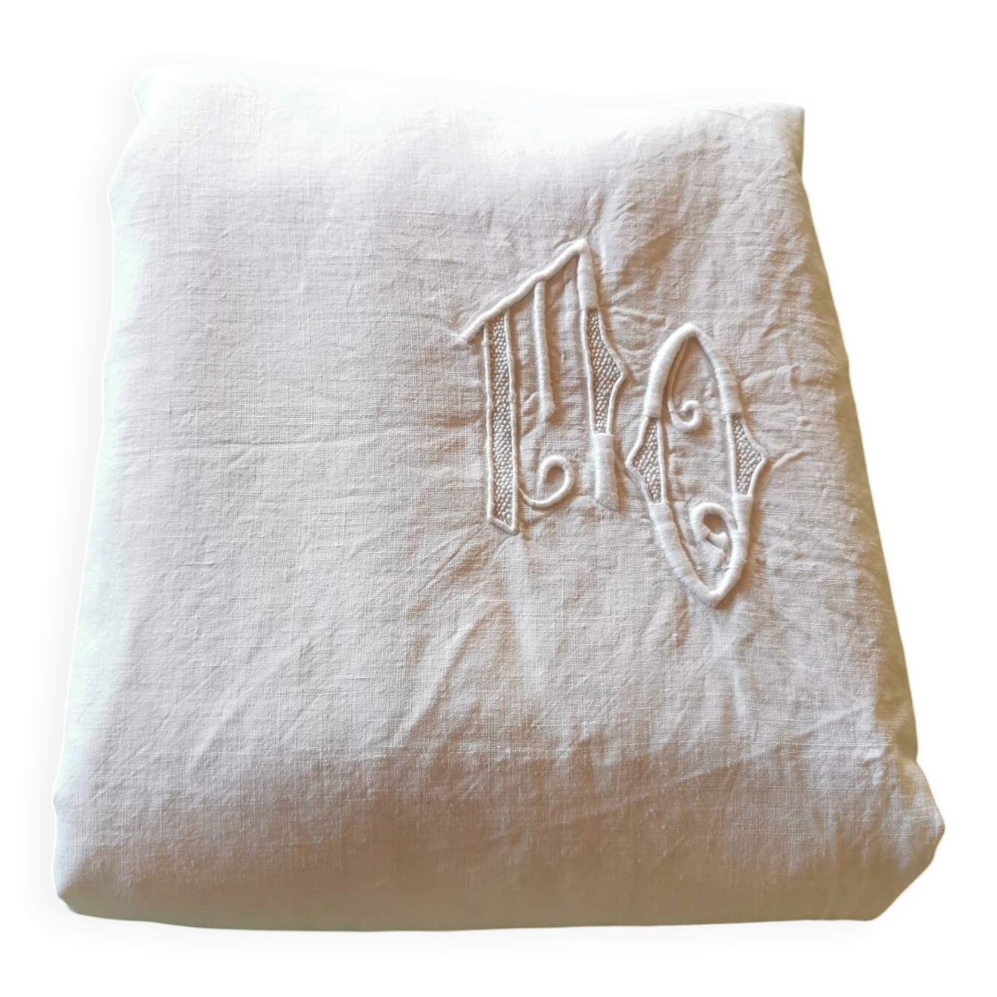 Antique linen drape monogrammed 3.10x2.20 m
