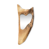 Brutalist mirror made of olive wood
