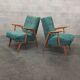 Paire de fauteuils bleu nuancé vert tchèque 1960