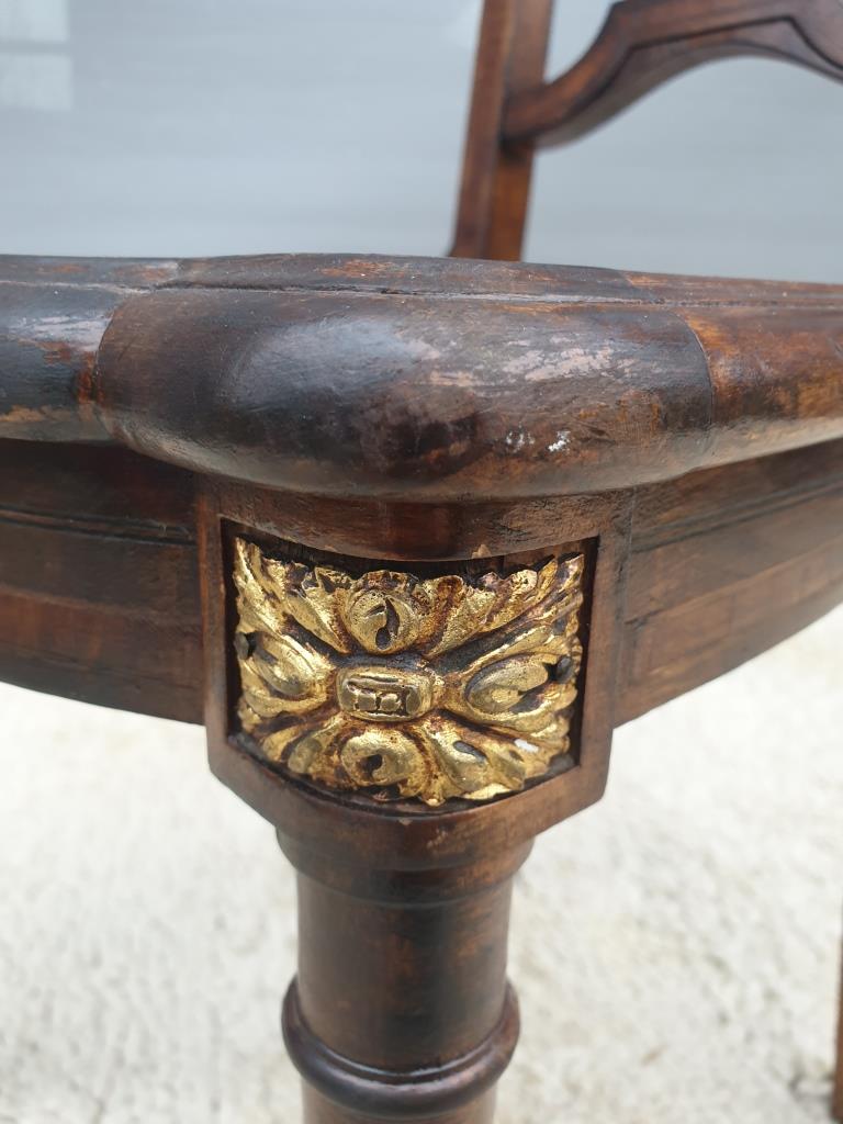 Chair canned 1900 marquetry and bronze louis XVI style
