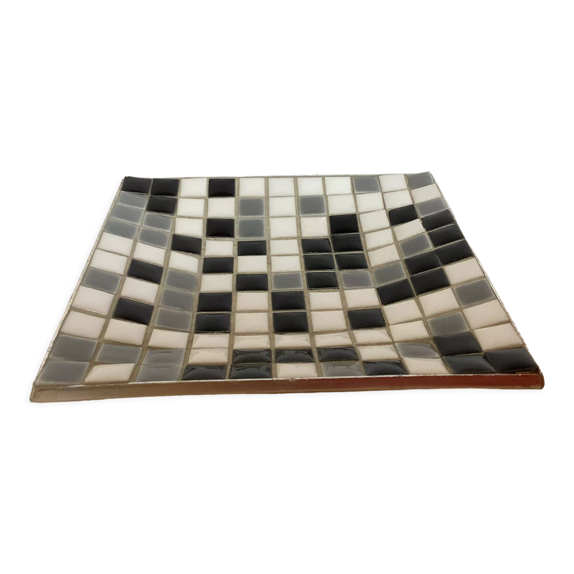 Mosaic grey, white, and black catch-all tray.