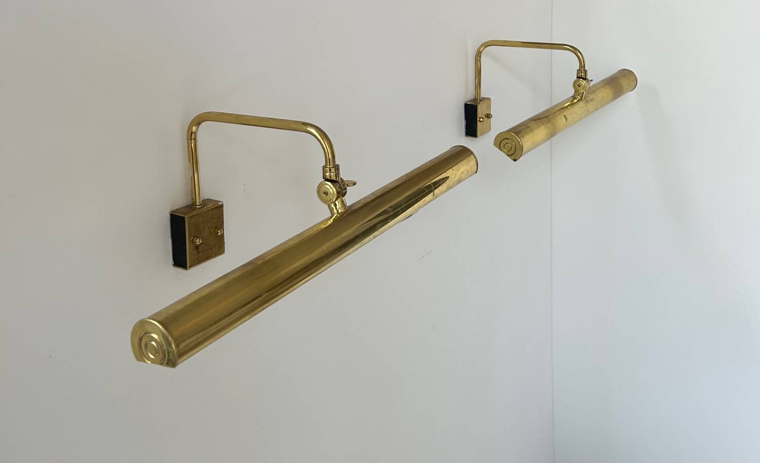 Pair of vintage adjustable brass wall lights, France 1970
