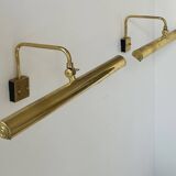 Pair of vintage adjustable brass wall lights, France 1970