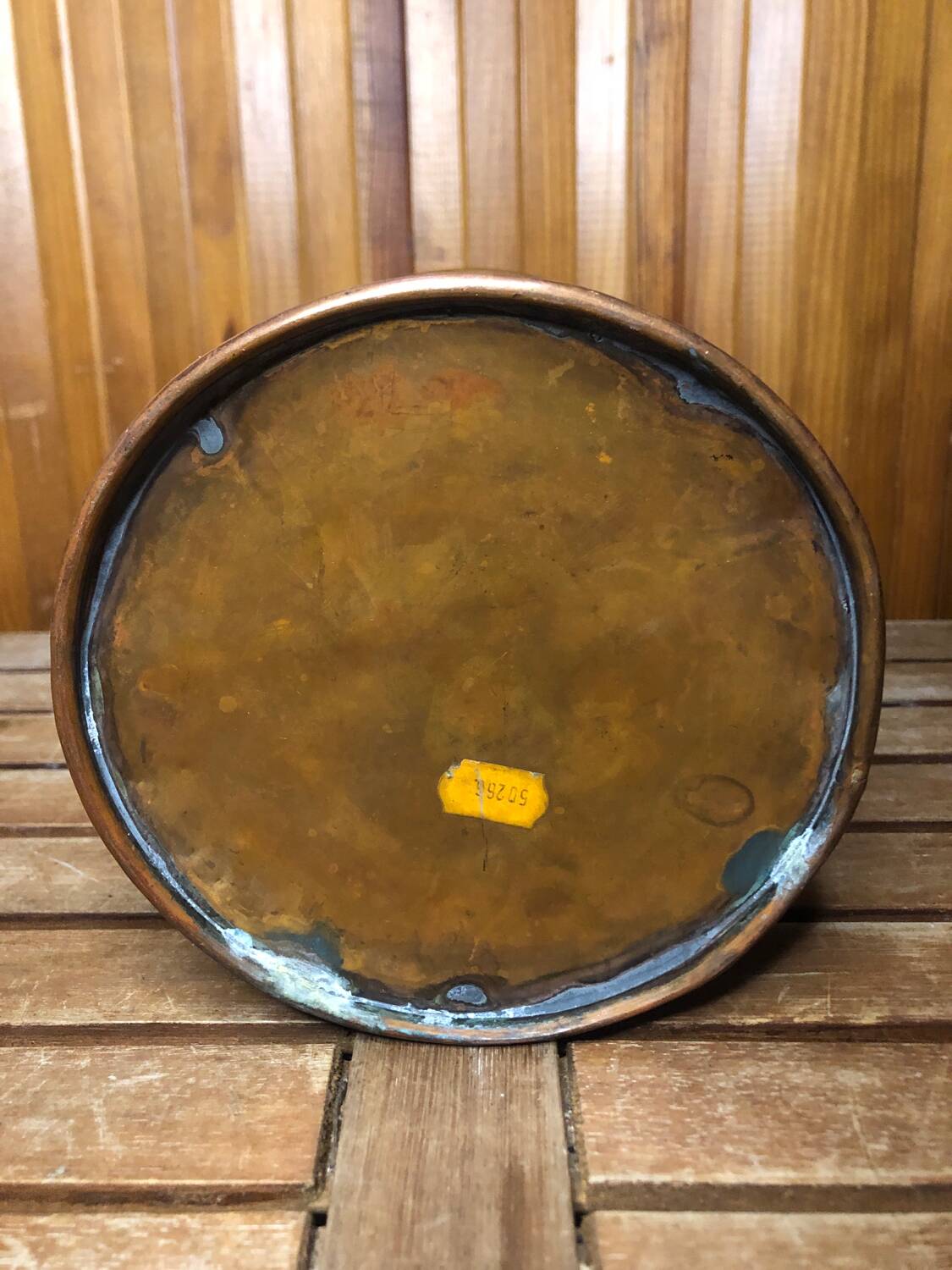Old copper pot + vintage brass handles #a531