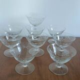 9 hand-cut art deco champagne glasses