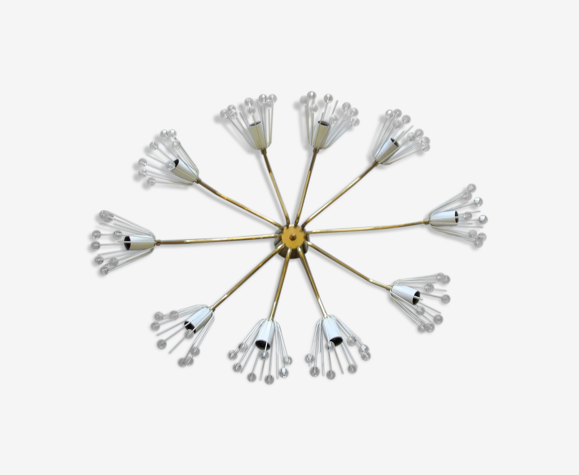 Lustre en laiton et verre du milieu du siècle par Emil Stejnar pour Rupert Nikoll, années 1950