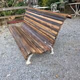 Cast iron and oak slatted garden bench
