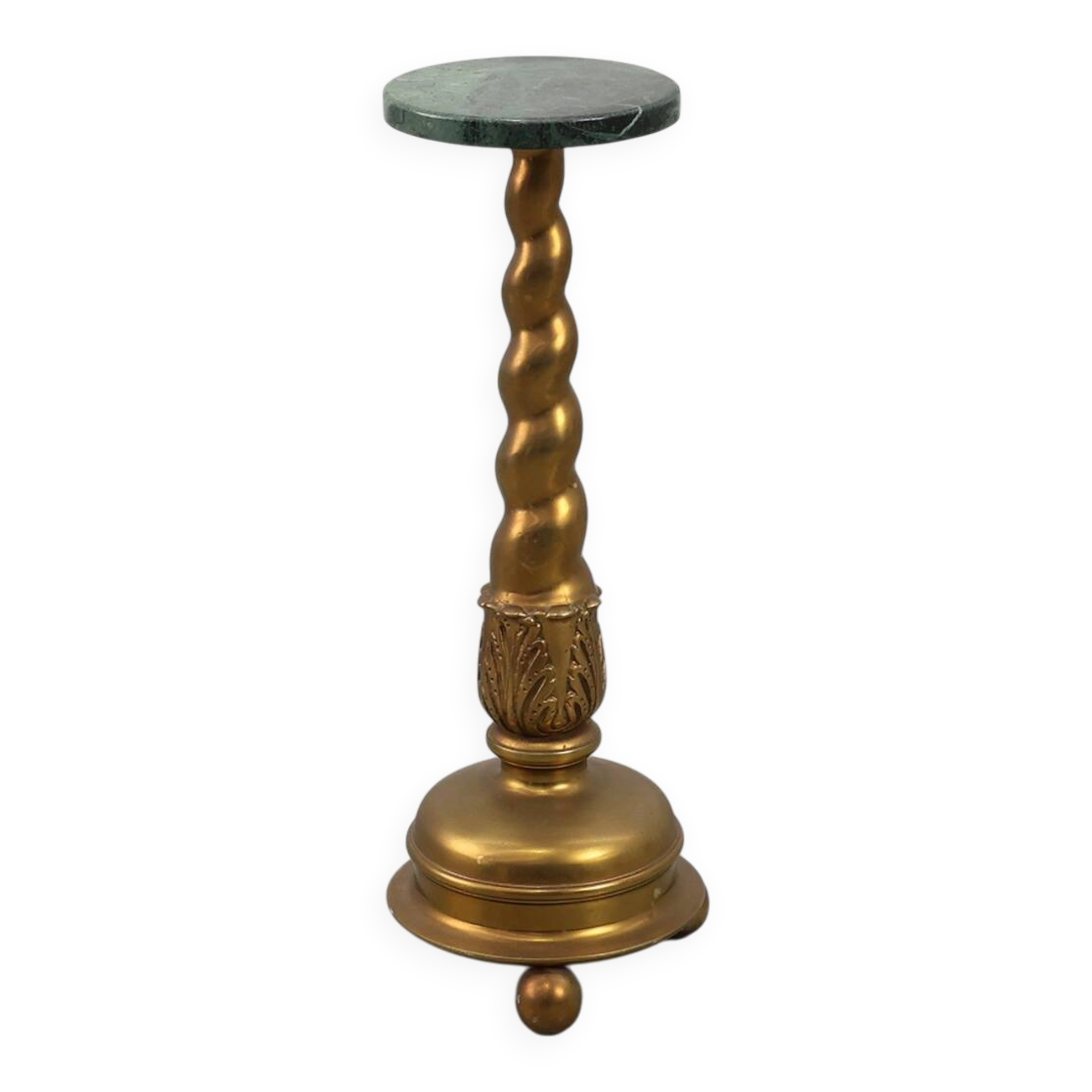 Art Deco side table or pedestal with green marble top and bronze base