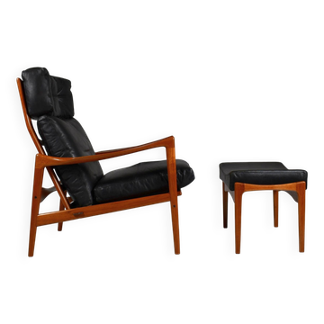Armchair and footrest by Ib Kofod-Larsen for OPE, Sweden