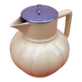 Art Deco Teapot / Teapot with metal infuser Yellow fluted ceramic