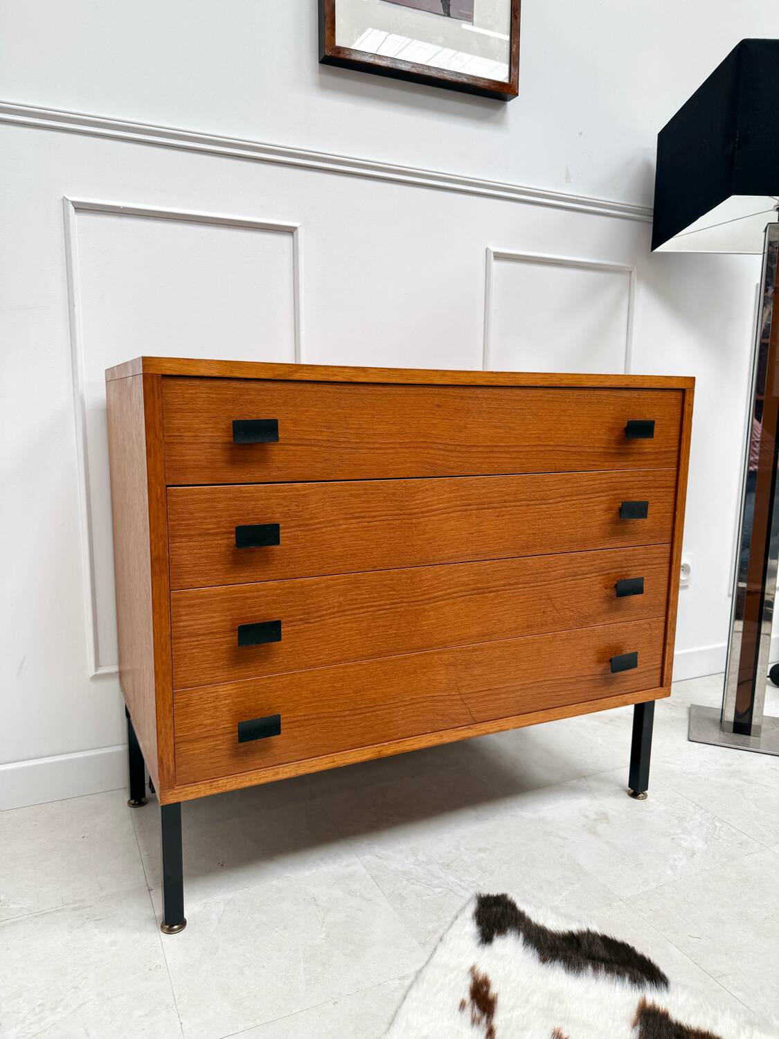 Modernist teak chest of drawers