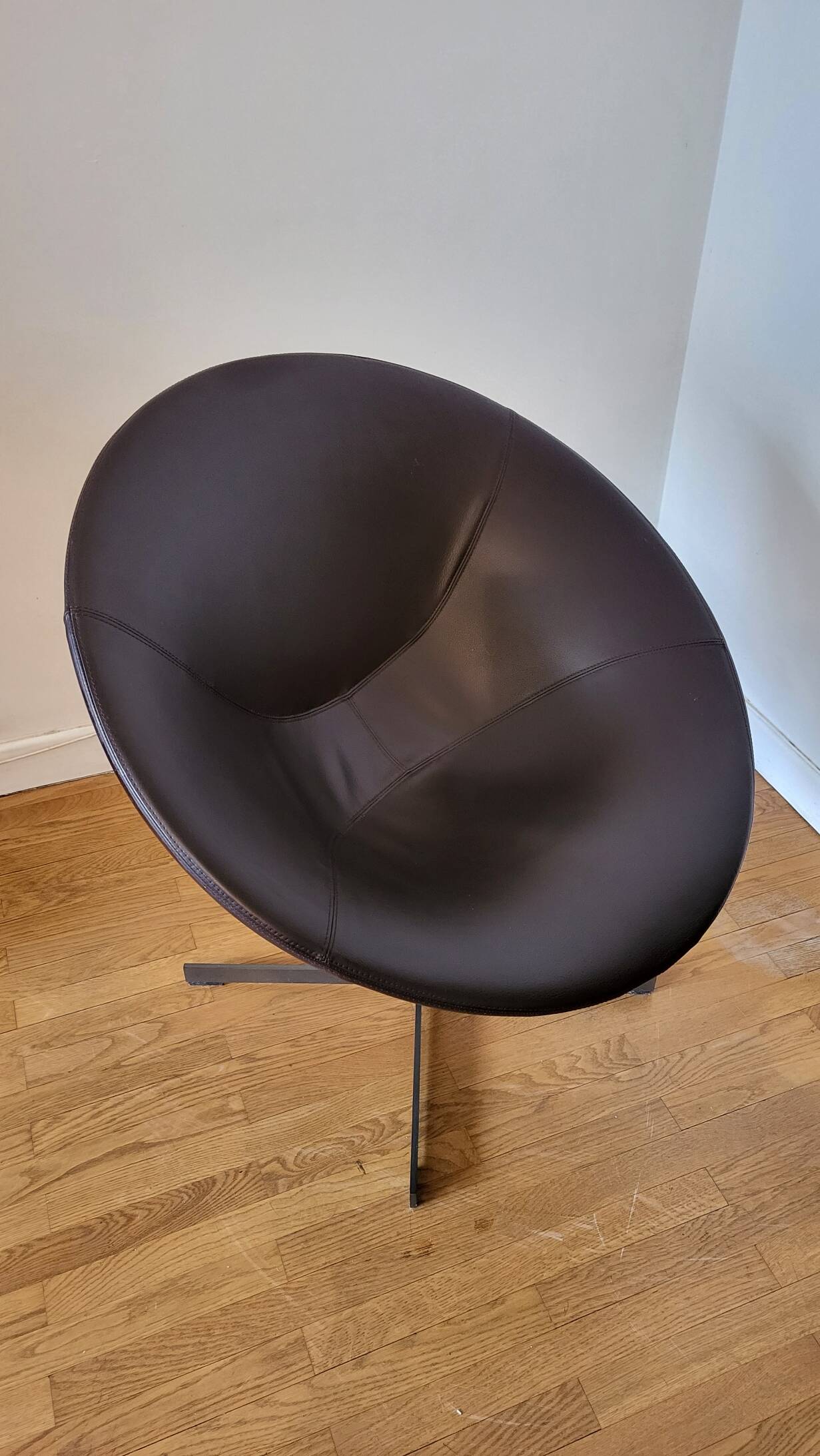 Christophe Pillet armchair by Zanotta in brown leather, modern Italy.