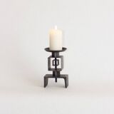 Wrought metal totem candle holder, 1960s