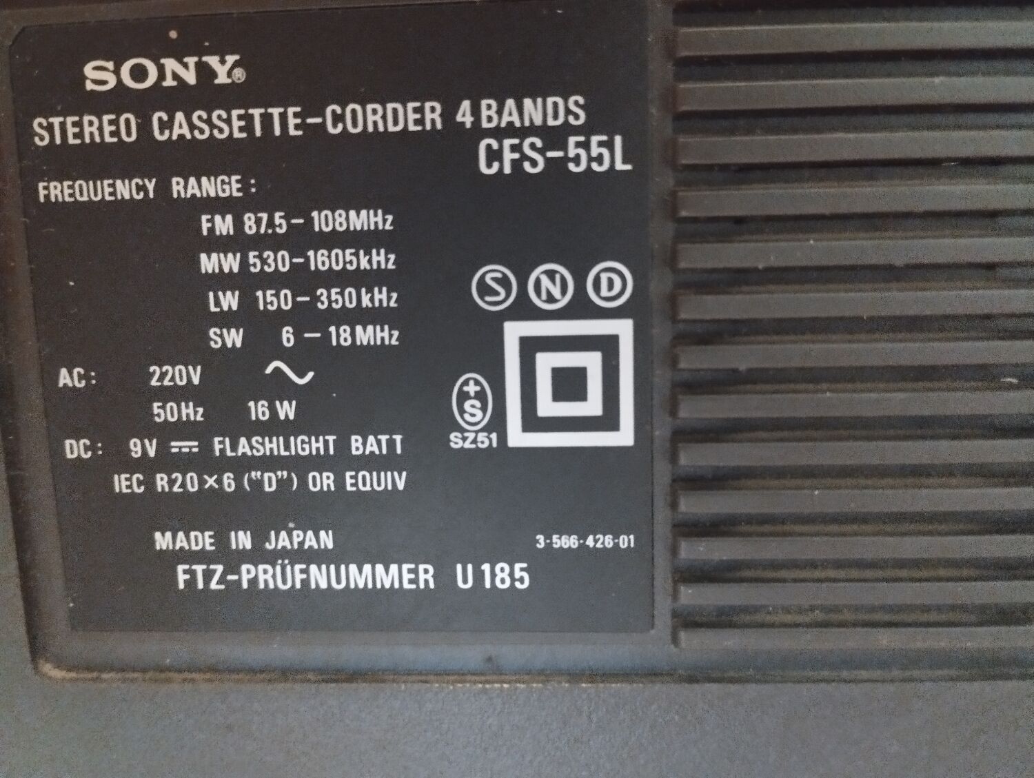 Sony stereo cassette radio