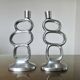 Paire de bougeoirs "cercles" en aluminium 1980