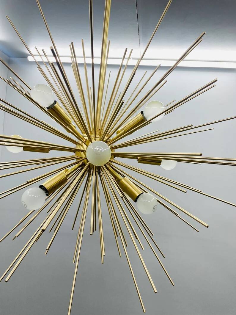 Beautiful mid century handmade urchin chandelier sputnik modern brass ceiling light fixture