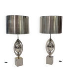 Pair of Ogive lamps in stainless steel by Maison Charles Paris 1970