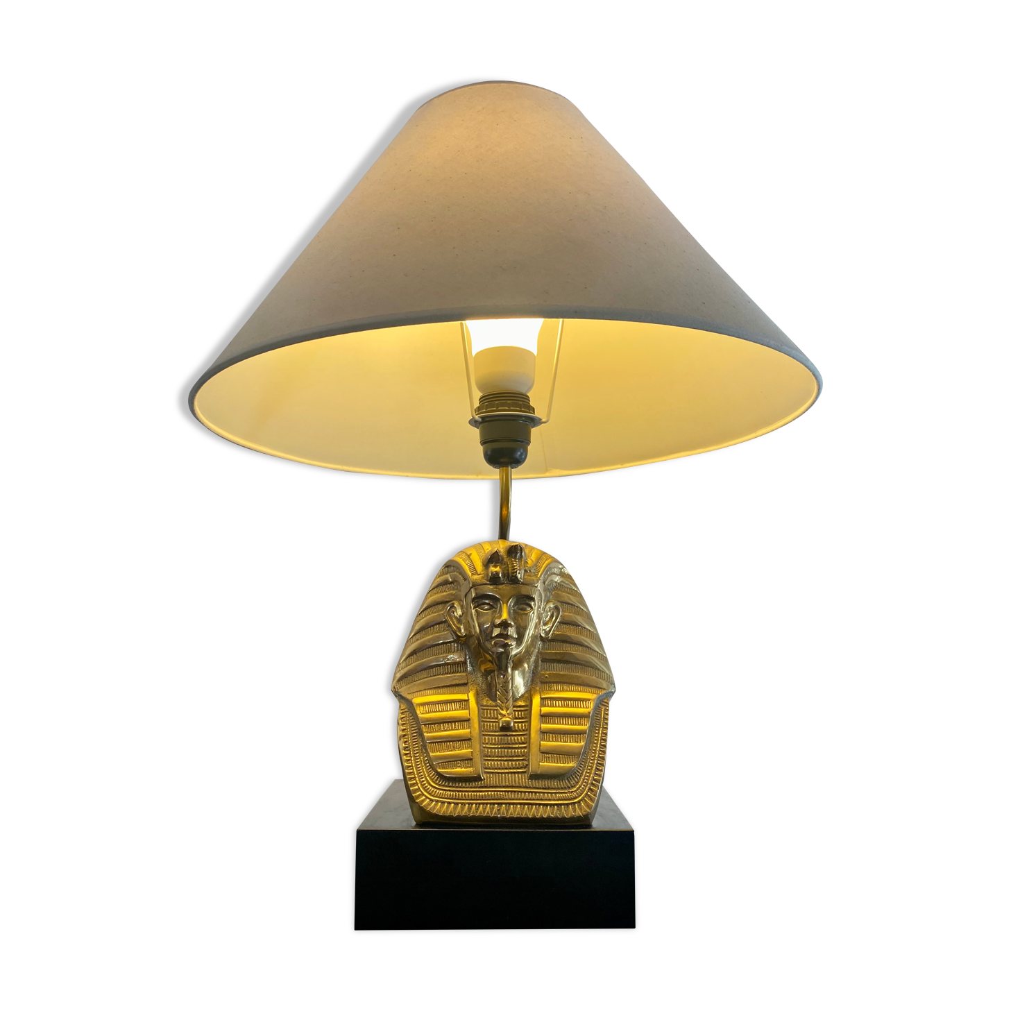 Golden brass table lamp tutankhamun Year 70 vintage pyramid