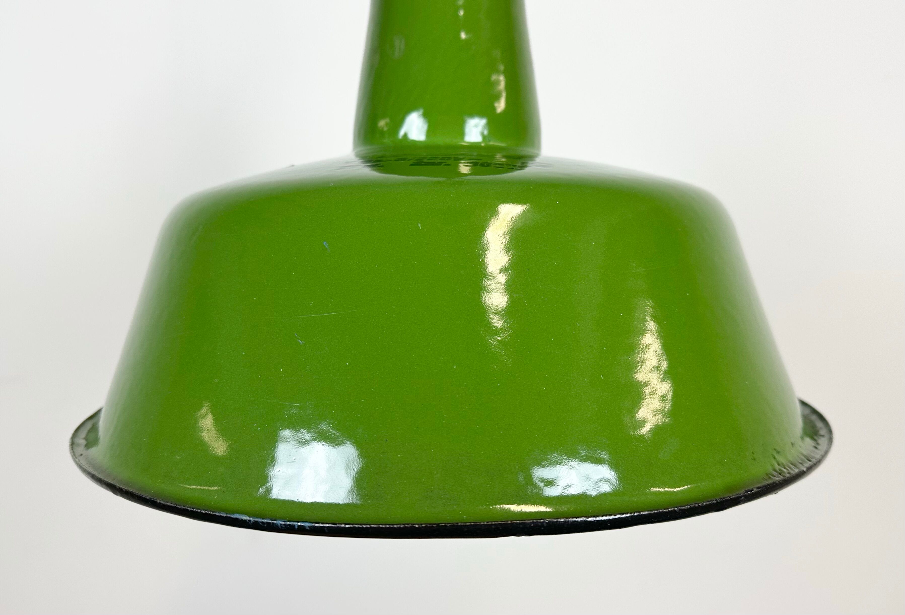 Industrial green enamel factory lamp from Zaos, 1960s