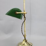 1930s Art Deco Brass  Banker Table Lamp, Czechoslovakia